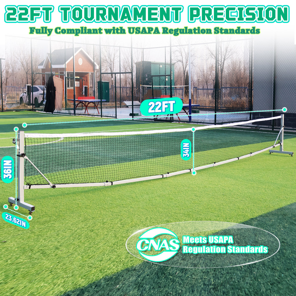 KEXORAVON Portable Pickleball Net Set with Wheels, 22 FT Regulation Size Pickleball Net System with Hand Winch Anti-Sag, 2 Paddles, 4 Balls & Court Markers, Indoor/Outdoor Pickleball Equipment