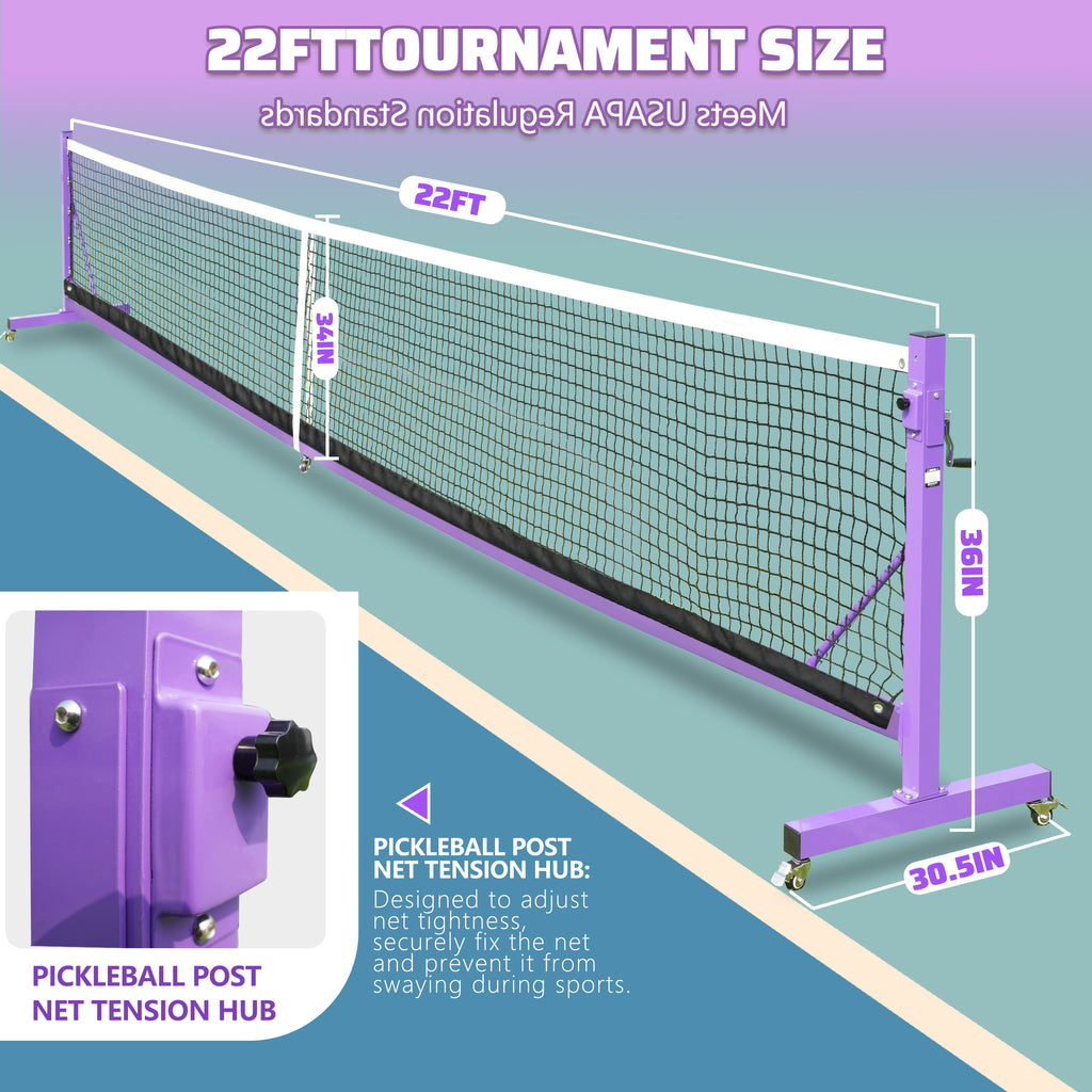 KEXORAVON Portable Pickleball Net Post System, Movable Pickleball Net Poles with Weighted Base for Outdoor Court Setup, Heavy Duty Metal Frame for Backyard Driveway Pickleball Court Equipment