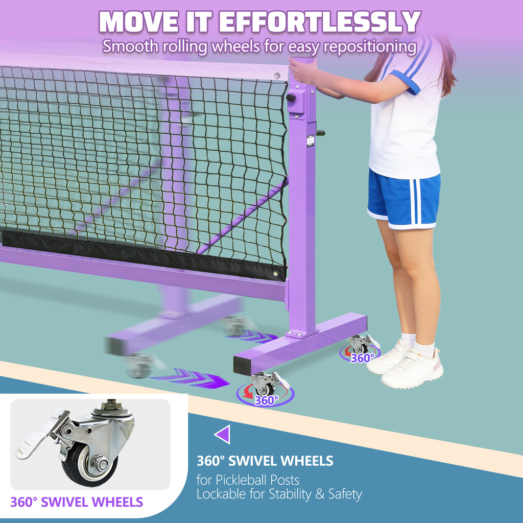 KEXORAVON Portable Pickleball Net Post System, Movable Pickleball Net Poles with Weighted Base for Outdoor Court Setup, Heavy Duty Metal Frame for Backyard Driveway Pickleball Court Equipment