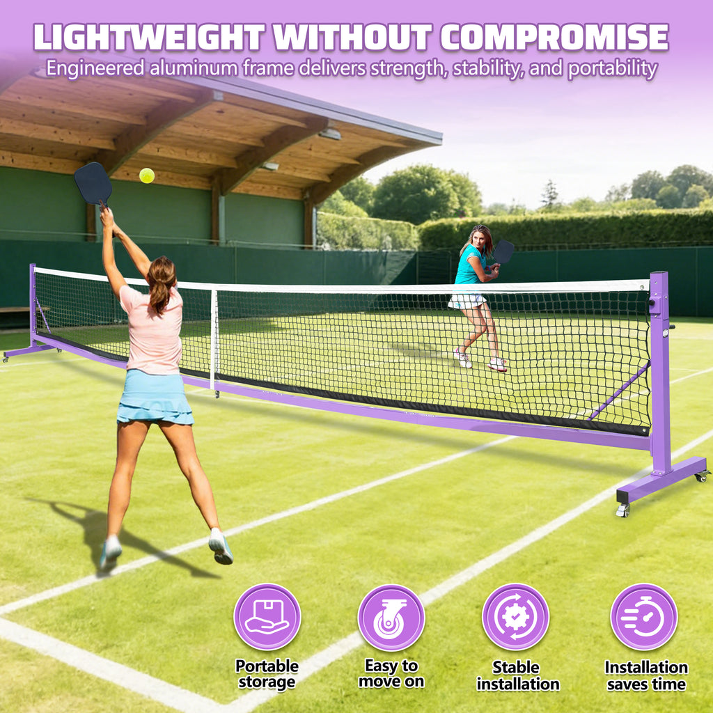 KEXORAVON Portable Pickleball Net Post System, Movable Pickleball Net Poles with Weighted Base for Outdoor Court Setup, Heavy Duty Metal Frame for Backyard Driveway Pickleball Court Equipment