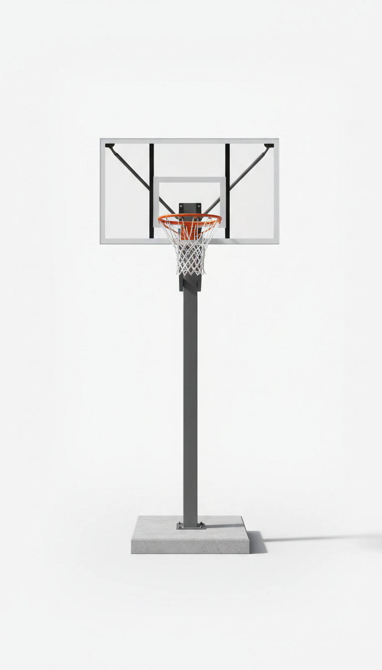 55" In-Ground Basketball Hoop System, Tempered Glass Backboard Outdoor Basketball Goal, Heavy-Duty Steel Pole with Adjustable Rim Height, Professional Basketball Hoop for Driveway Backyard