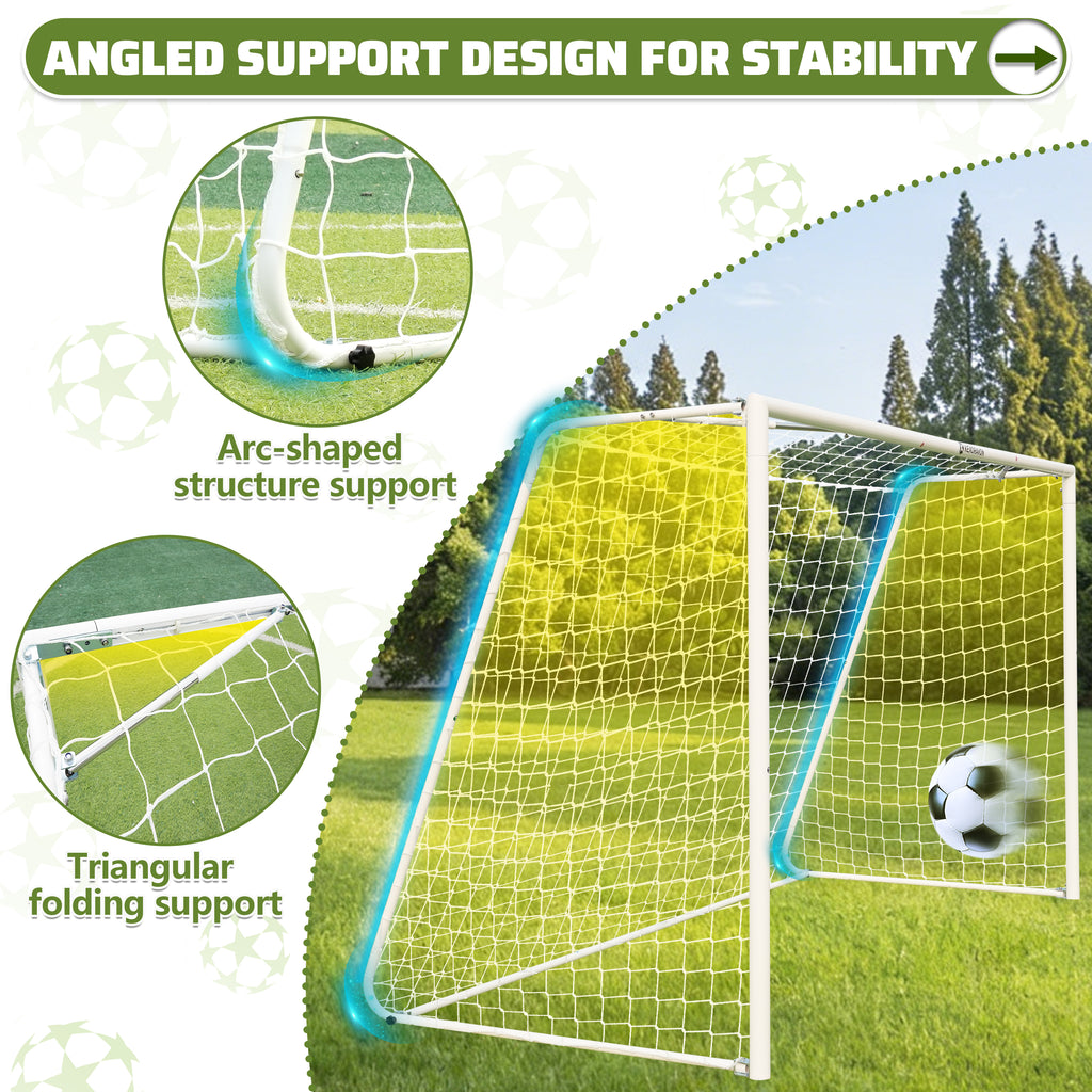 KEXORAVON Portable Soccer Goal with Aluminum Alloy Frame, Easy Assembly Soccer Goal with Net for Backyard, Outdoor Training & Practice, Multiple Sizes Available