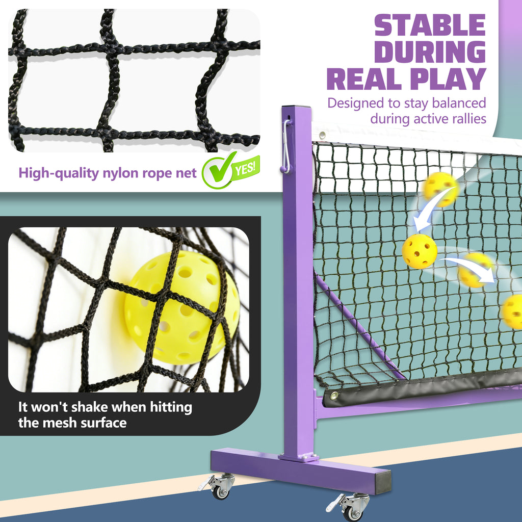 KEXORAVON Portable Pickleball Net Post System, Movable Pickleball Net Poles with Weighted Base for Outdoor Court Setup, Heavy Duty Metal Frame for Backyard Driveway Pickleball Court Equipment
