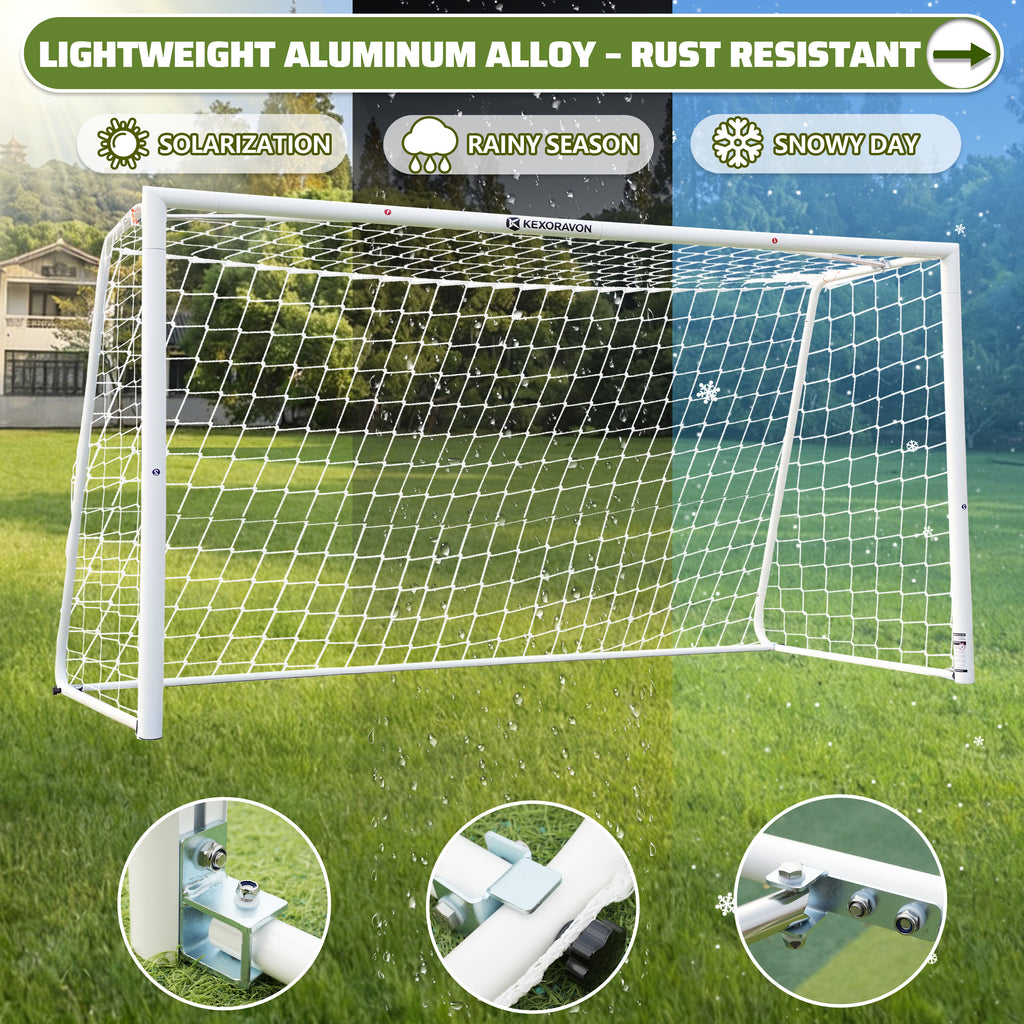 KEXORAVON Portable Soccer Goal with Aluminum Alloy Frame, Easy Assembly Soccer Goal with Net for Backyard, Outdoor Training & Practice, Multiple Sizes Available