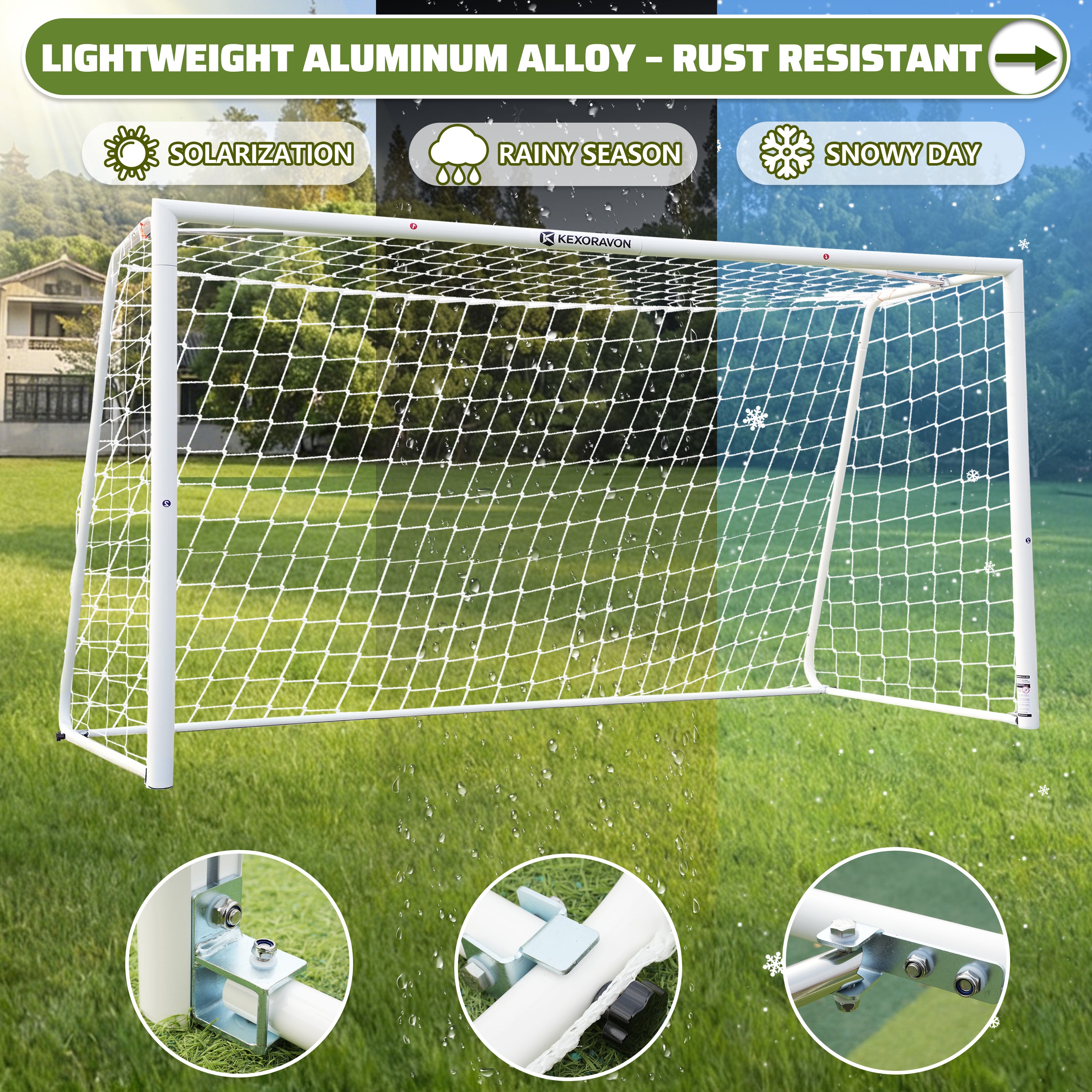 KEXORAVON Portable Soccer Goal with Aluminum Alloy Frame, Easy Assembly Soccer Goal with Net for Backyard, Outdoor Training & Practice, Multiple Sizes Available